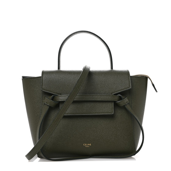 CELINE Grained Calfskin Nano Belt Bag Army Green
