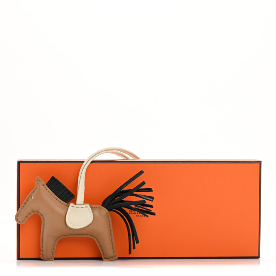 HERMES Milo Lambskin Grigri Rodeo Bag Charm PM Chai Black