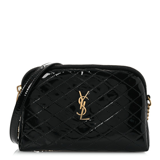 SAINT LAURENT Lambskin Quilted Gaby Zipped Pouch Black