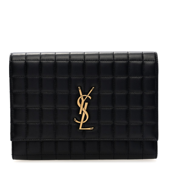 SAINT LAURENT Lambskin Carre Quilted Cassandre Pouch Clutch