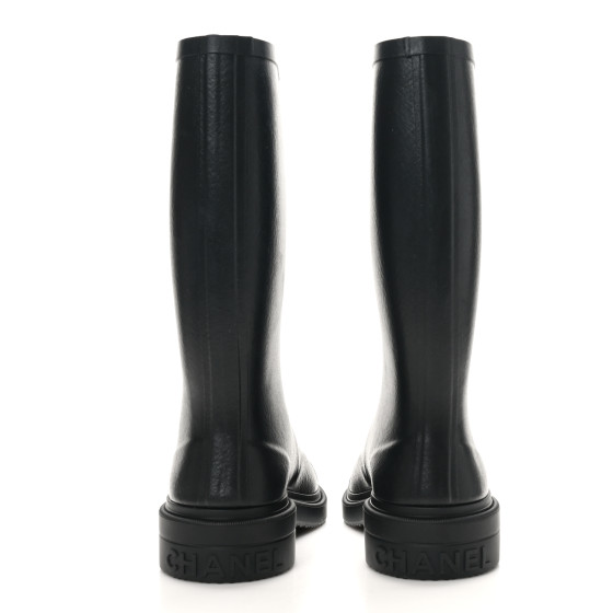 CHANEL Caoutchouk CC High Boots 39 Black 1668914 | FASHIONPHILE