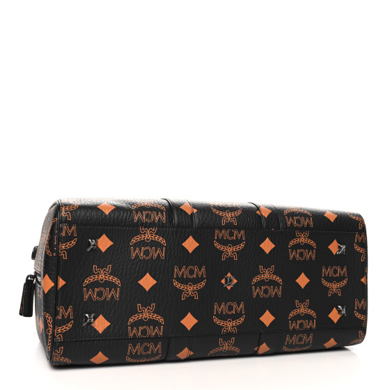 [MCM]★Trevlar Visetos Wickender Bag MCM Visetos Medium Travel Weekend Duffle Bag Black Orange