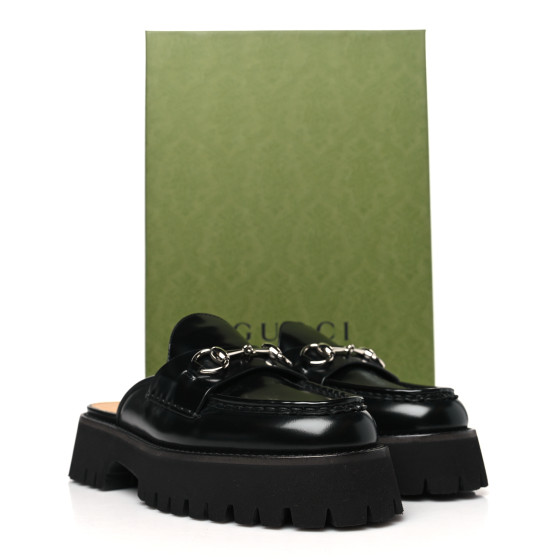 GUCCI ブラックミュール Gucci Black Leather Pearl Heels sz 8.5 l Michael's Luxury