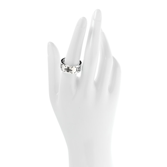 GUCCI Sterling Silver GG Bee Band Ring 56 7.75 1674582