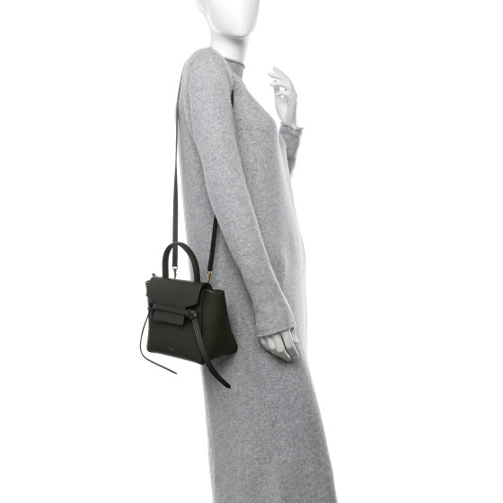 CELINE Grained Calfskin Nano Belt Bag Army Green