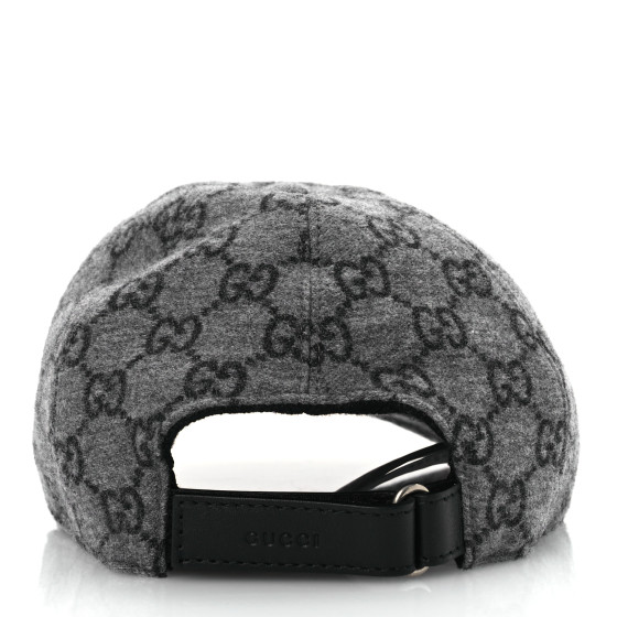 GUCCI Covered Wool GG Monogram Baseball Hat L Grey Dark Grey
