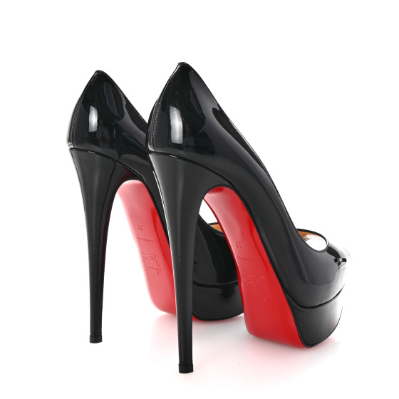 EU37.5 クリスチャン ルブタン ヒール Lady Peep 黒 258A ON SALE* CHRISTIAN LOUBOUTIN #40003 Lady Peep Black Patent