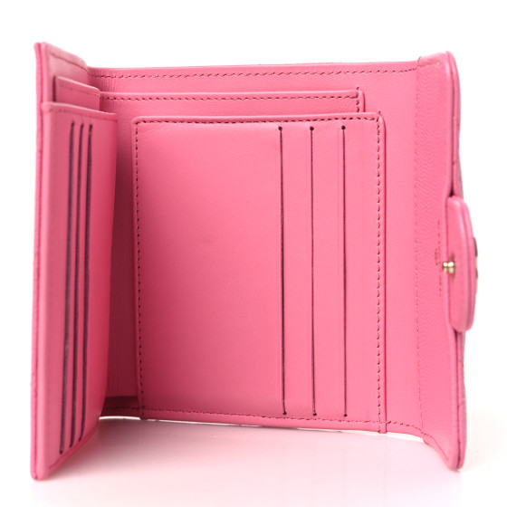 CHANEL Caviar Quilted Compact Flap Wallet Pink 1667672
