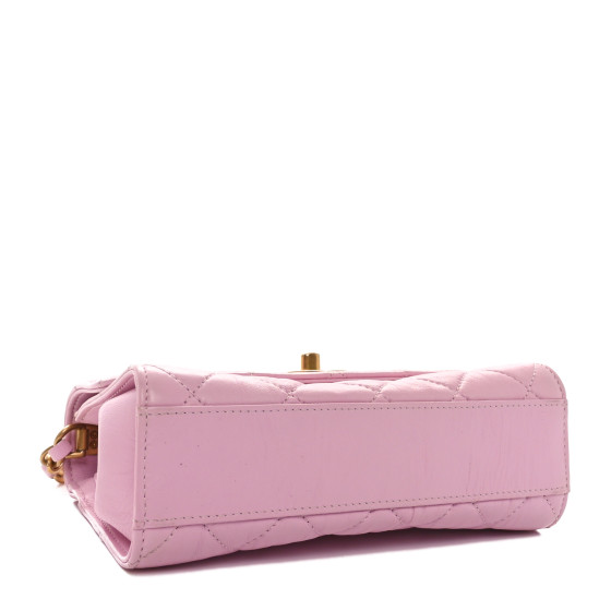 CHANEL Crumpled Lambskin Quilted Mini CC Links Top Handle