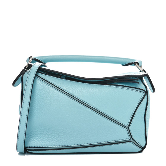【関税&送料込】Loewe Light Blue Leather Small Puzzle Handba LOEWE Calfskin Small Puzzle Bag Light Blue 1544797