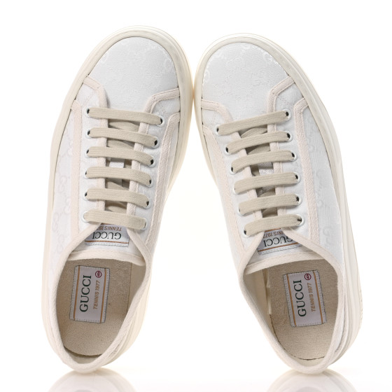 GUCCI ホワイト38.5 GUCCI GG Monogram Womens 1977 Tennis Platform 52mm Sneakers