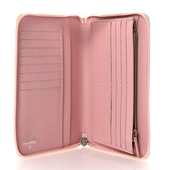 CHANEL ピンク 約20cm CHANEL Caviar Quilted Large Gusset Zip Around Wallet Pink