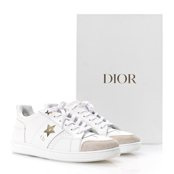 CHRISTIAN DIOR Calfskin Suede Dior Star Low Top Sneakers