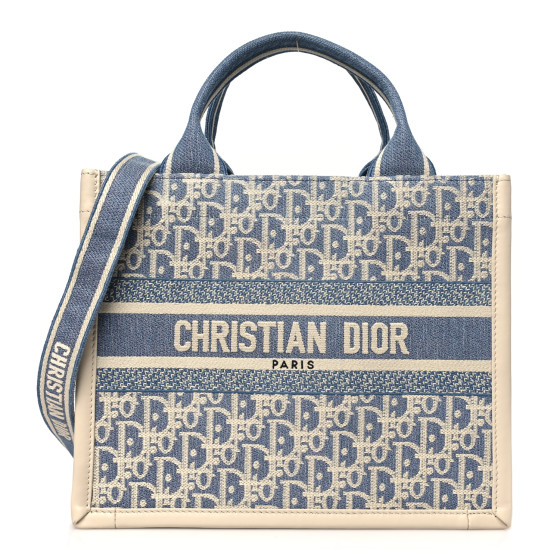 Dior oblique＆calfskin Dior Book Tote バッグ スモール CHRISTIAN DIOR Oblique Chambray Calfskin Small Book Tote