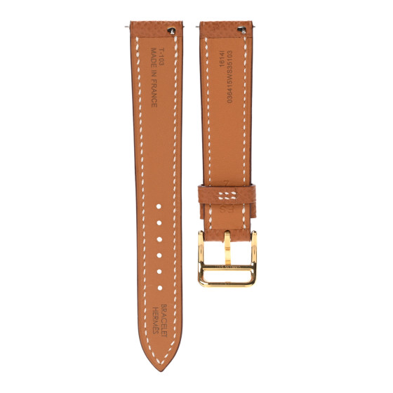 【Hermes】Heure H Watch Small Gold Epsom Strap & Yellow Gold NIB Hermes Heure H Watch 25mm Small Model Gold Epsom Hour