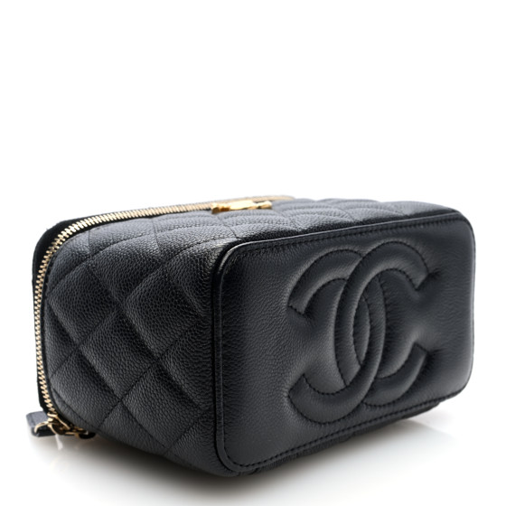 【CHANEL】Vintage black cavier vanity case★ショルダーバッグ CHANEL Vintage Black CC Box Vanity Case with Shoulder Strap