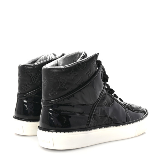 LOUIS VUITTON Patent Calfskin Monogram High Top Sneakers 36