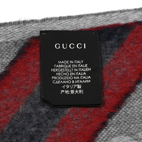 GUCCI Wool Angora Monogram Web New Nikky Scarf Zinc Blue