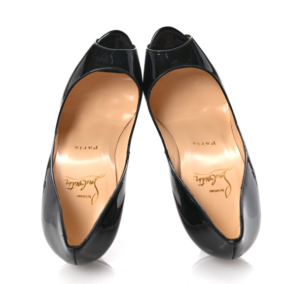 EU37.5 クリスチャン ルブタン ヒール Lady Peep 黒 258A ON SALE* CHRISTIAN LOUBOUTIN #40003 Lady Peep Black Patent