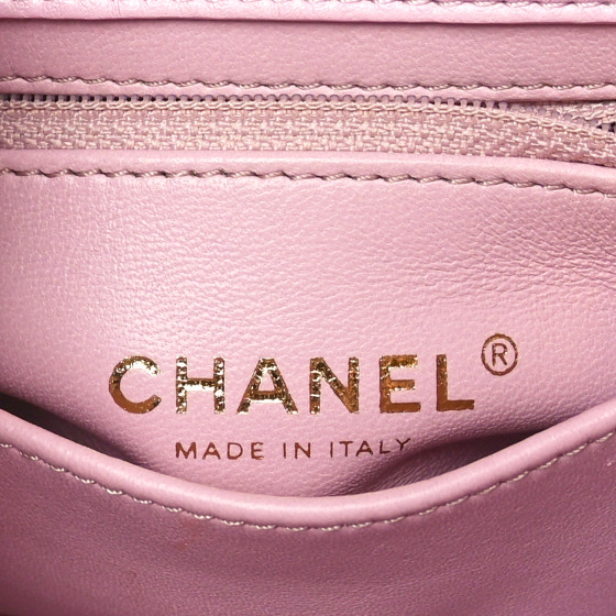 CHANEL Crumpled Lambskin Quilted Mini CC Links Top Handle