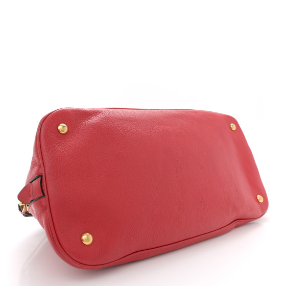 MIU MIU Goatskin Madras Bauletto Top Handle Tote Red 1669311