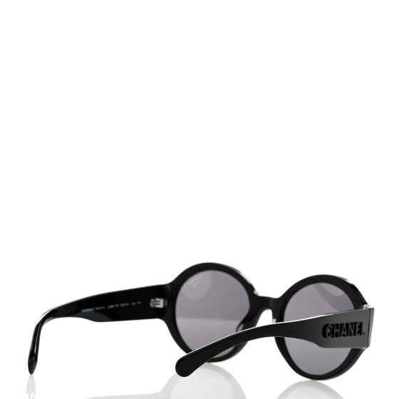 CHANEL Acetate Polarized Round Sunglasses 5410-A Black