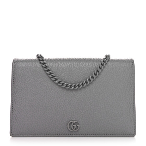 長財布 Gucci Dove Grey Leather Gg Marmont Wallet GUCCI Dollar Calfskin Enamel Monochrome Mini GG Marmont