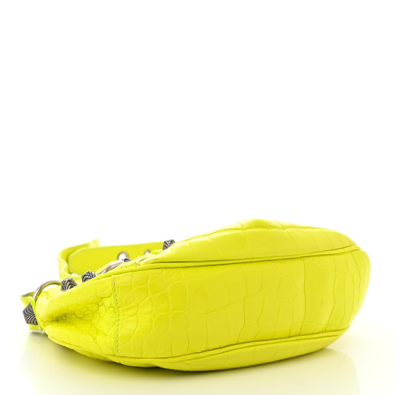 ショルダーバッグ・ポシェット BALENCIAGA FLUO YELLOW LE CAGOLE XS SHOULDER BAG BALENCIAGA Extra Supple Calfskin Crocodile Embossed Le