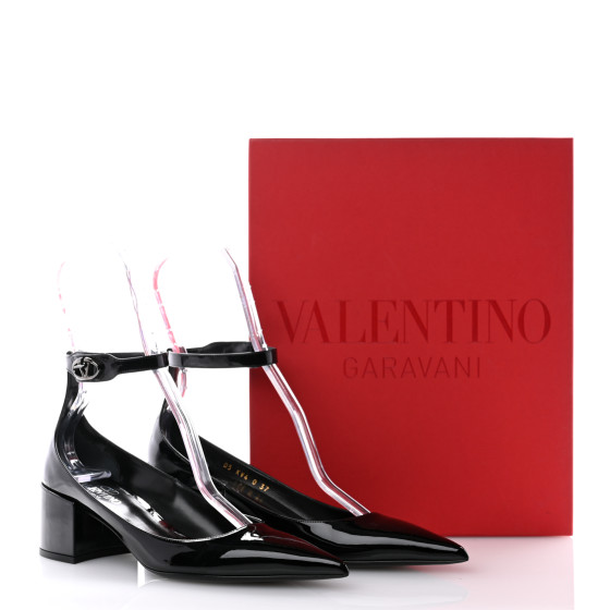 VALENTINO GARAVANI Patent Vlogo Lockette Ankle Strap 50mm