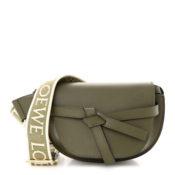 LOEWE Calfskin Jacquard Mini Gate Dual Bag Autumn Green