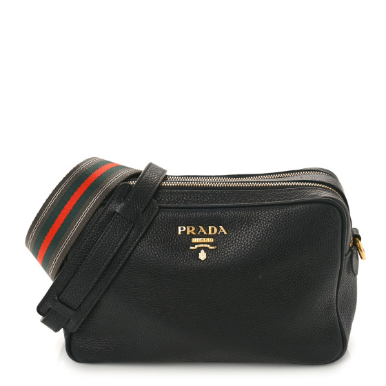 PRADA Vitello Daino Camera Crossbody Black