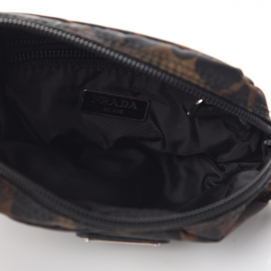 PRADA Tessuto Stampato Nylon Leopard Print Cosmetic Pouch