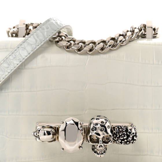 ALEXANDER MCQUEEN Calfskin Shiny Crocodile Embossed Mini