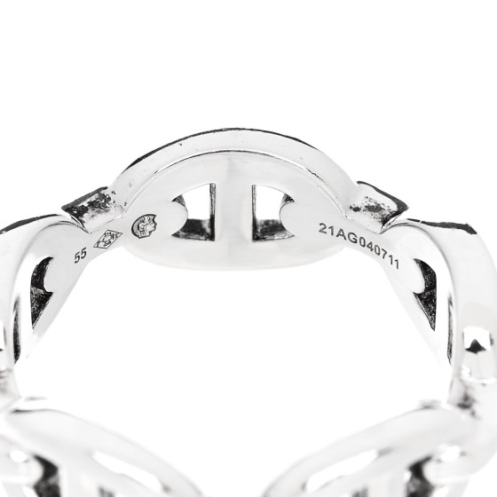 HERMES Sterling Silver PM Chaine d'Ancre Enchainee Band Ring