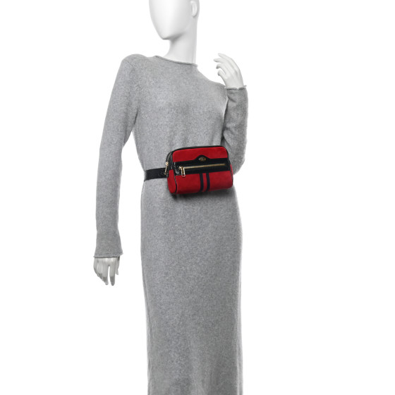 GUCCI Suede Small Ophidia Belt Bag 95 38 Hibiscus Red
