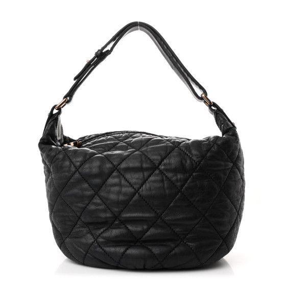 CHANEL Lambskin Quilted Cloudy Bundle Hobo Black