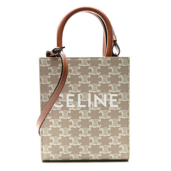 CELINE Triomphe Canvas Calfskin Mini Vertical Cabas Grege