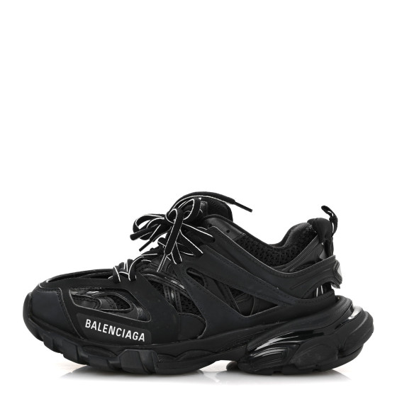 BALENCIAGA Rubber Mesh Fabric Womens Track Sneakers 36 Black
