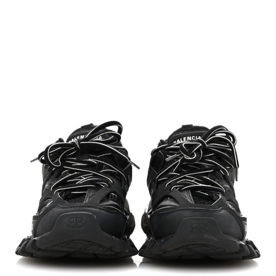 BALENCIAGA Rubber Mesh Fabric Womens Track Sneakers 36 Black