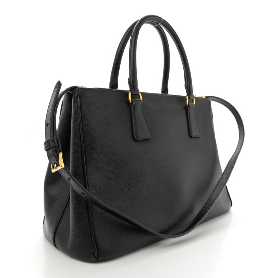 PRADA Saffiano Medium Galleria Double Zip Tote Black 1678701