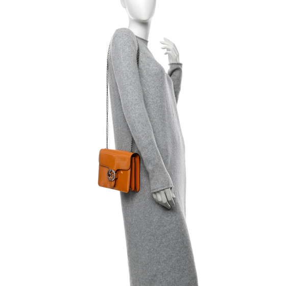GUCCI Shade Lux Calfskin Small Interlocking G Shoulder Bag Orange