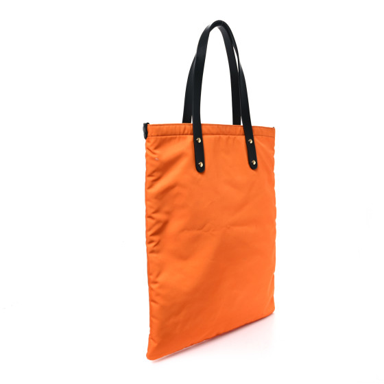 BURBERRY Nylon London England Print Logo Flat Tote Orange