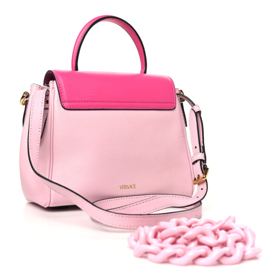 Versace★素敵!Top Handle Leather Pink Small Shoulder Bag VERSACE Calfskin Medusa Small Top Handle Handbag Fuxia Light