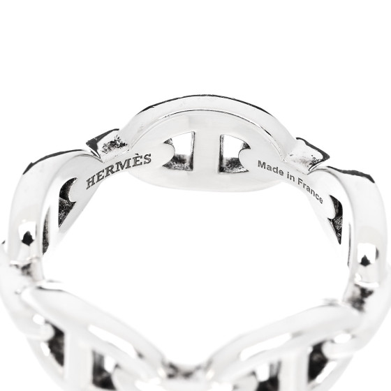 HERMES Sterling Silver PM Chaine d'Ancre Enchainee Band Ring