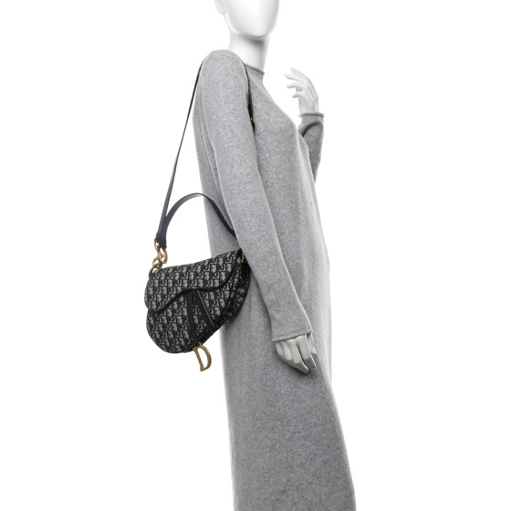 CHRISTIAN DIOR Oblique Saddle Bag With Strap Blue 1685322