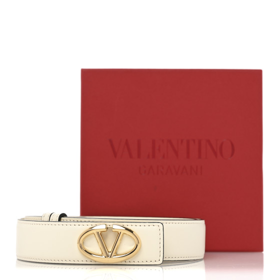 VALENTINO GARAVANI Calfskin VLogo The Bold Edition Belt 85