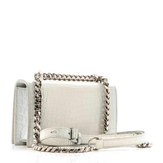 ALEXANDER MCQUEEN Calfskin Shiny Crocodile Embossed Mini