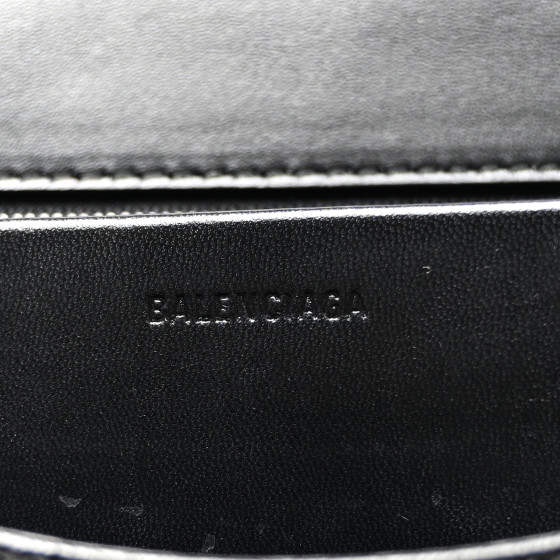 BALENCIAGA Shiny Goatskin Logo Embossed Monochrome M BB