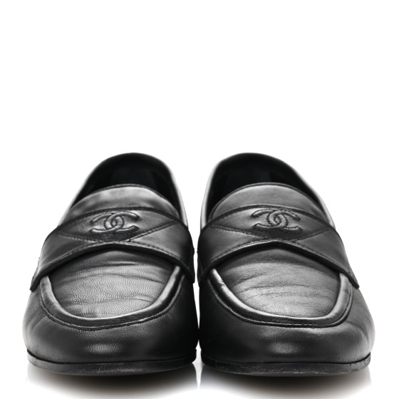 【CHANEL】希少ヴィンテージローファー黒37号 CHANEL Shiny Calfskin Logo Loafers 37 Black 1652904