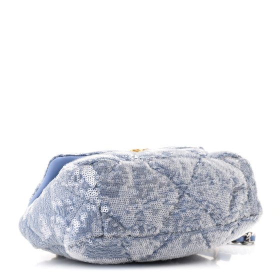 シャネル★ CHANEL Sequin Quilted Medium Chanel 19 Flap Light Blue